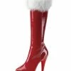 Red Xmas Sexy Platform Boots Women Fur Trim High Heel Boots Winter Shoes