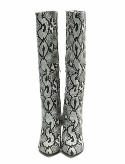 Knee High Boots Womens Snake Print Pointed Toe Chunky Heel Boots -winter shoes Sales 2023 20190306152219002769