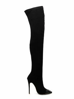 Thigh High Boots Womens Micro Suede Rivets Pointed Toe Stiletto Heel Over The Knee Boots -winter shoes Sales 2023 201909261744499999559
