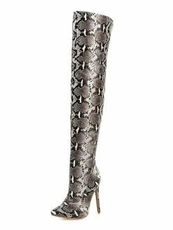 Over The Knee Boots Womens Snake Print Pointed Toe Stiletto Heel Thigh High Boots -winter shoes Sales 2023 201910301435107781955