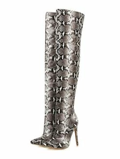 Over The Knee Boots Womens Snake Print Pointed Toe Stiletto Heel Thigh High Boots -winter shoes Sales 2023 201910301435111057565