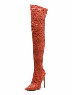 Thigh High Boots Womens Polyster Snake Print Pointed Toe Stiletto Heel Over The Knee Boots -winter shoes Sales 2023 20191030143606156439