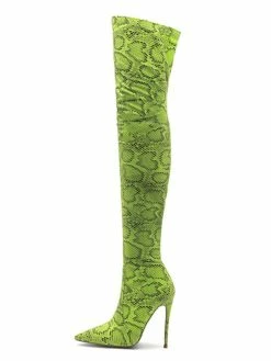 Thigh High Boots Womens Polyster Snake Print Pointed Toe Stiletto Heel Over The Knee Boots