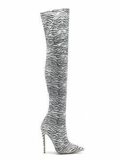 Thigh High Boots Womens Polyster Zebra Print Pointed Toe Stiletto Heel Over The Knee Boots -winter shoes Sales 2023 201910301436079736717