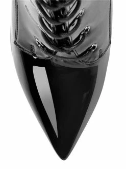 Knee High Boots Womens Black Patent Lace Up Pointed Toe Stiletto Heel Boots -winter shoes Sales 2023 201911081837321225175
