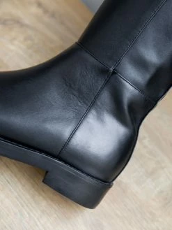 Knee High Boots Womens Black Cowhide Round Toe Flat Heel Daily Casual Boots -winter shoes Sales 2023 201911131704343033158