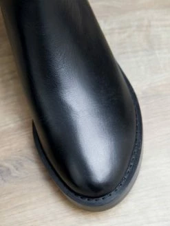 Knee High Boots Womens Black Cowhide Round Toe Flat Heel Daily Casual Boots -winter shoes Sales 2023 201911131704345857301