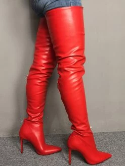 Thigh High Boots Womens Red Pointed Toe Stiletto Heel Over The Knee Boots 7 Thigh High Boots Womens Red Pointed Toe Stiletto Heel Over The Knee Boots -winter shoes Sales 2023 201912271345409776385