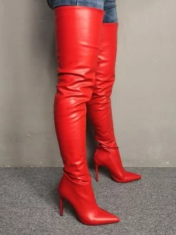 Thigh High Boots Womens Red Pointed Toe Stiletto Heel Over The Knee Boots 8 Thigh High Boots Womens Red Pointed Toe Stiletto Heel Over The Knee Boots -winter shoes Sales 2023 201912271345419713124