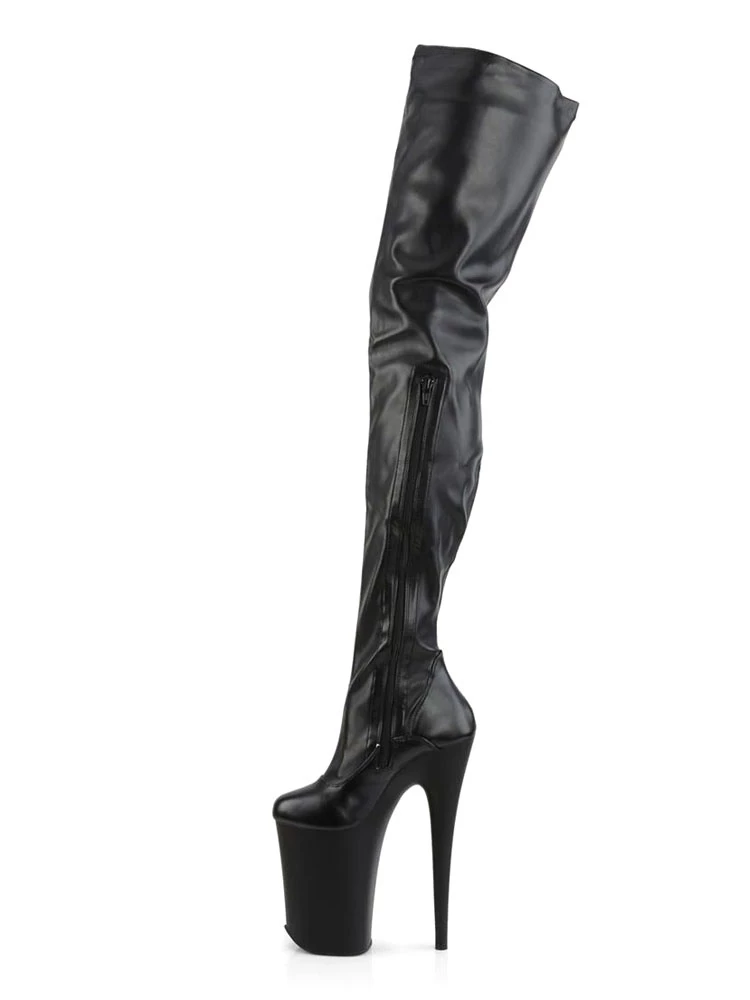 Pole Dance Shoes Sexy High Heel Boots Round Toe Zipper Stiletto Heel Rave Club Black Thigh High Boots Stripper Shoes 7 Pole Dance Shoes Sexy High Heel Boots Round Toe Zipper Stiletto Heel Rave Club Black Thigh High Boots Stripper Shoes - Image 7