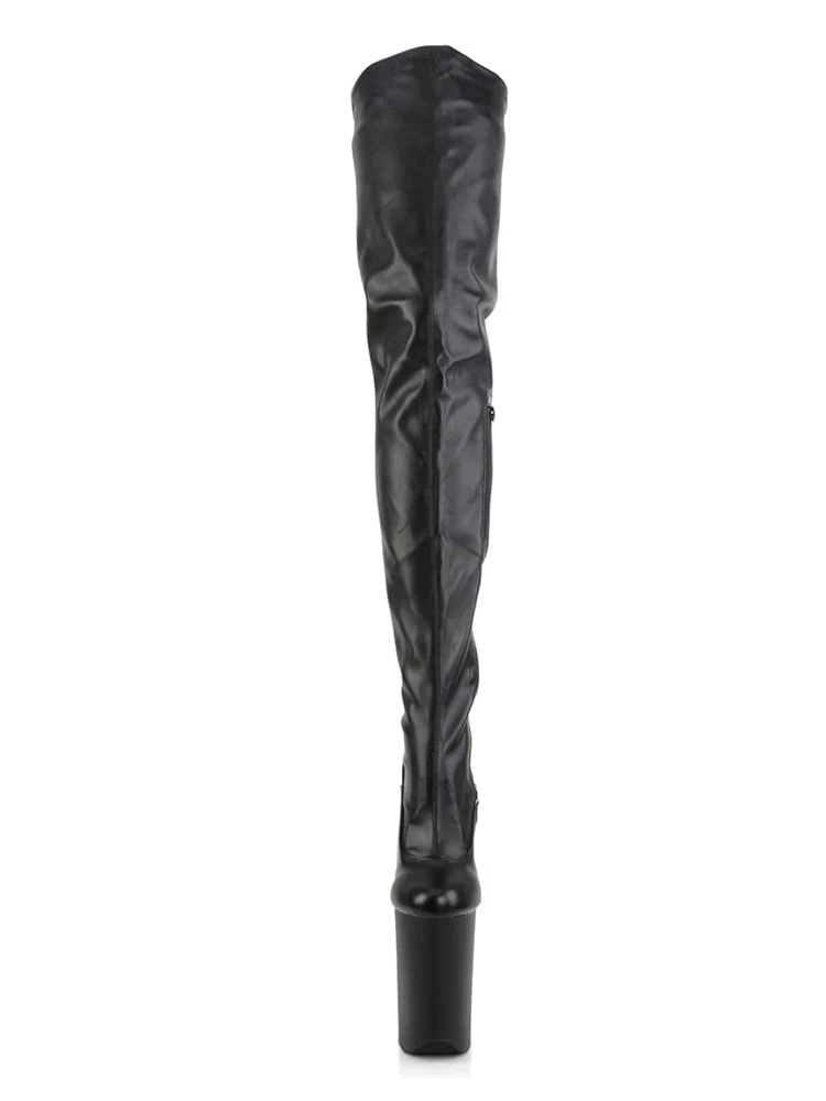 Pole Dance Shoes Sexy High Heel Boots Round Toe Zipper Stiletto Heel Rave Club Black Thigh High Boots Stripper Shoes 6 Pole Dance Shoes Sexy High Heel Boots Round Toe Zipper Stiletto Heel Rave Club Black Thigh High Boots Stripper Shoes - Image 6