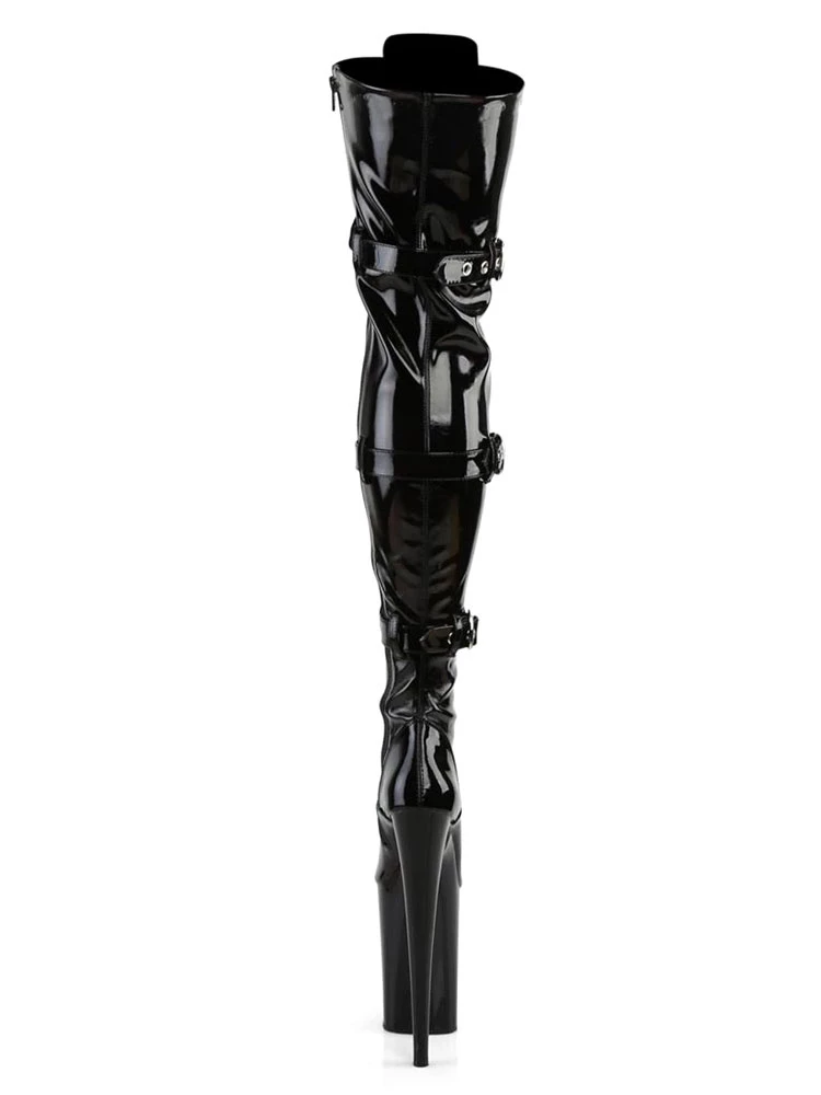 Pole Dance Shoes Women Sexy Boots Round Toe Zipper Zipper Stiletto Heel Rave Club Black Thigh High Boots Stripper Shoes 8 Pole Dance Shoes Women Sexy Boots Round Toe Zipper Zipper Stiletto Heel Rave Club Black Thigh High Boots Stripper Shoes - Image 8