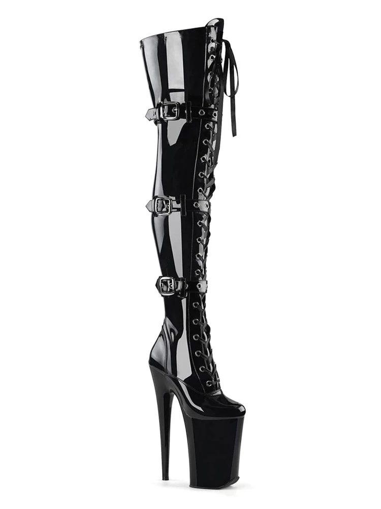 Pole Dance Shoes Women Sexy Boots Round Toe Zipper Zipper Stiletto Heel Rave Club Black Thigh High Boots Stripper Shoes 3 Pole Dance Shoes Women Sexy Boots Round Toe Zipper Zipper Stiletto Heel Rave Club Black Thigh High Boots Stripper Shoes - Image 3