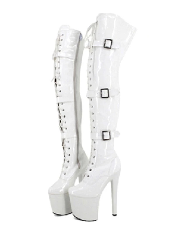 Pole Dance Shoes Women Sexy Boots Round Toe Zipper Zipper Stiletto Heel Rave Club Black Thigh High Boots Stripper Shoes 2 Pole Dance Shoes Women Sexy Boots Round Toe Zipper Zipper Stiletto Heel Rave Club Black Thigh High Boots Stripper Shoes - Image 2