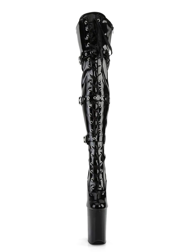 Pole Dance Shoes Women Sexy Boots Round Toe Zipper Zipper Stiletto Heel Rave Club Black Thigh High Boots Stripper Shoes 6 Pole Dance Shoes Women Sexy Boots Round Toe Zipper Zipper Stiletto Heel Rave Club Black Thigh High Boots Stripper Shoes - Image 6