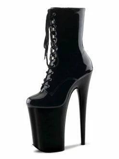 Pole Dance Shoes Women Sexy Boots Round Toe Zipper Zipper Stiletto Heel Rave Club Black Thigh High Boots Over The Knee Boots Stripper Shoes