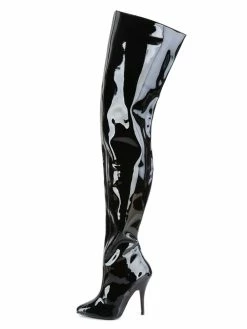 Women Sexy Boots Pointed Toe Zipper Sequins Stiletto Heel Rave Club Black Thigh High Boots