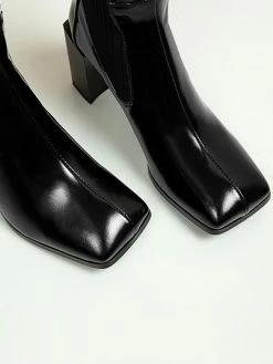 Knee-High Boots Cowhide Black Square Toe Chunky Heel Bright Leather Cowhide Women's Knee Boots 15 Knee-High Boots Cowhide Black Square Toe Chunky Heel Bright Leather Cowhide Women's Knee Boots -winter shoes Sales 2023 20200716174535227109