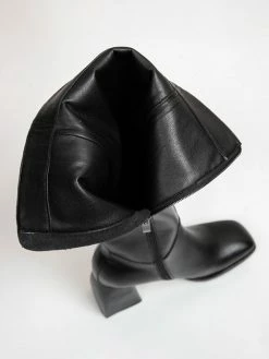 Knee-High Boots Cowhide Black Square Toe Chunky Heel Chunky Heel Women's Knee High Boots -winter shoes Sales 2023 202007161745422826532