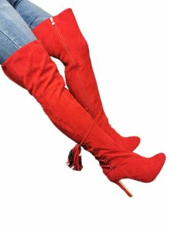 Over The Knee Boots Red Pointed Toe Zipper High Heel Thigh High Boots -winter shoes Sales 2023 202007231639108846789