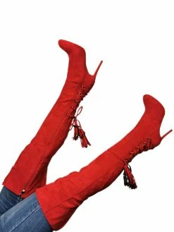 Over The Knee Boots Red Pointed Toe Zipper High Heel Thigh High Boots -winter shoes Sales 2023 202007231639118678709