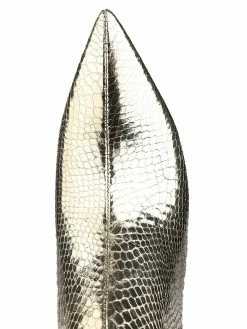 Women's Slouch Snakeskin Chunky Heel Bright Leather Knee High Boots In Blond -winter shoes Sales 2023 202008171714454896947