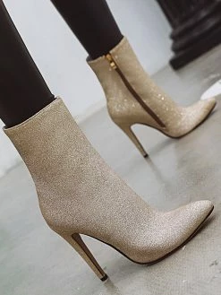 Women Ankle Boots Pink Sequined Cloth Pointed Toe Stiletto Heel High Heel Booties -winter shoes Sales 2023 202008171715037754539