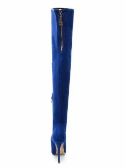 Over The Knee Boots Micro Suede Upper Blue Pointed Toe Stiletto Heel Thigh High Boots -winter shoes Sales 2023 202008241028471121698