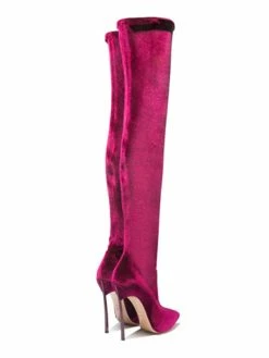 Over The Knee Boots Elastic Fabric Rose Pointed Toe Stiletto Heel Thigh High Boots -winter shoes Sales 2023 202008241029109068306