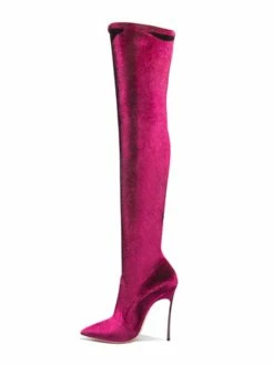 Over The Knee Boots Elastic Fabric Rose Pointed Toe Stiletto Heel Thigh High Boots -winter shoes Sales 2023 202008241029111877188
