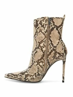 Women Ankle Boots Leather Python Print Pointed Toe Stiletto Heel High Heel Boots -winter shoes Sales 2023 202008241029384265550