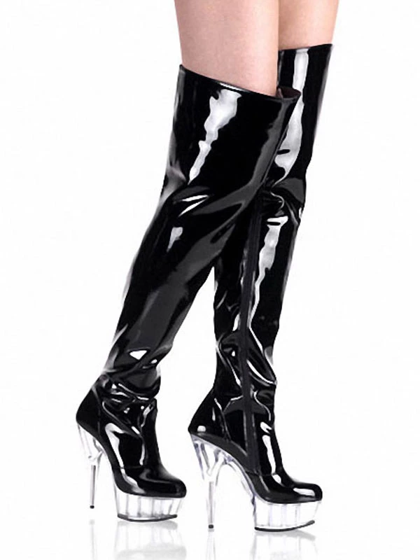 Pole Dance Shoes Women Sexy Boots Women Round Toe Zipper Stiletto Heel Thigh High Boots Black Over The Knee Boots Stripper Shoes 2 Pole Dance Shoes Women Sexy Boots Women Round Toe Zipper Stiletto Heel Thigh High Boots Black Over The Knee Boots Stripper Shoes - Image 2