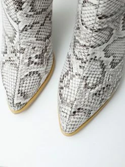 Women Knee-High Boots Leather White Pointed Toe Chunky Heel Knee Length Boots For Women -winter shoes Sales 2023 202009151440245525035