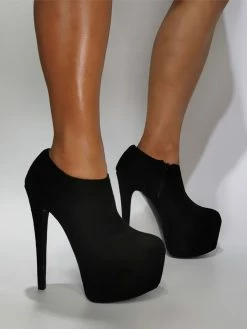 Mens Sexy High Heel Boots Micro Suede Round Toe Daily Casual Black Thigh High Boots Plus Size Shoes