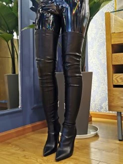 Women Sexy Boots Plus Size Pointed Toe Slip-On Stiletto Heel Black Thigh High Over The Knee Boots -winter shoes Sales 2023 202103041434095615873