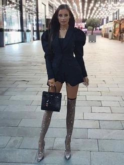 Sexy Fishnets Rhinestones Stiletto Heel Tigh High Boots Black -winter shoes Sales 2023 202105242154138357529