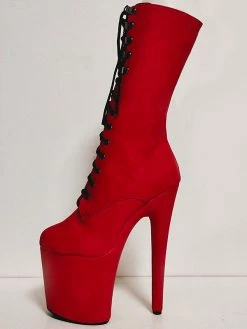 Pole Dance Shoes Women Sexy Boots Open Toe Zipper Geometric Stiletto Heel Red Rave Club Thigh High Boots Over The Knee Boots Stripper Shoes -winter shoes Sales 2023 202106111416160511740