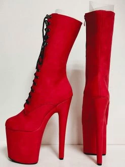 Pole Dance Shoes Women Sexy Boots Open Toe Zipper Geometric Stiletto Heel Red Rave Club Thigh High Boots Over The Knee Boots Stripper Shoes -winter shoes Sales 2023 20210611141616351216