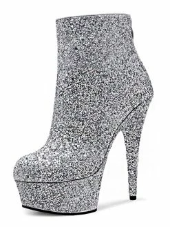 Pole Dance Shoes Sexy High Heel Boots Open Toe Zipper Sequins Stars Print Stiletto Heel Silver Rave Club Thigh High Boots Stripper Shoes -winter shoes Sales 2023 202106111416267566971