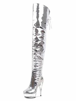 Women Sexy Boots Open Toe Zipper Sequins Stiletto Heel Rave Club Silver Thigh High Boots Over The Knee Boots -winter shoes Sales 2023 202106111416287651441