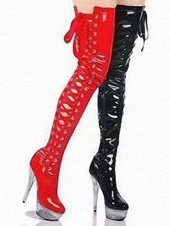 Pole Dance Shoes Women's Sexy Thigh High Heel Boots Lace Up Platform Stiletto Heel Stripper Shoes In Black -winter shoes Sales 2023 202107071721520813066