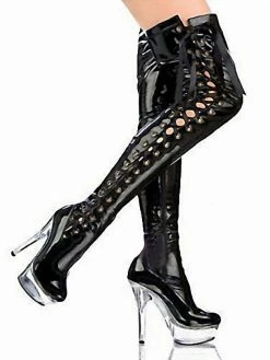 Pole Dance Shoes Women's Sexy Thigh High Heel Boots Lace Up Platform Stiletto Heel Stripper Shoes In Black -winter shoes Sales 2023 202107071721536509128