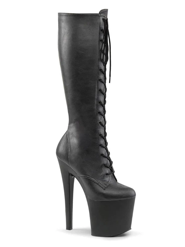 Pole Dance Shoes Women's Sexy Knee High Boots Lace Up Platform Stiletto Heel Boots Stripper Shoes In Black 2 Pole Dance Shoes Women's Sexy Knee High Boots Lace Up Platform Stiletto Heel Boots Stripper Shoes In Black - Image 2