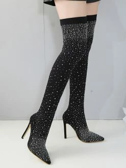 Women's Rhinestone Stiletto Heel Thigh High Boots -winter shoes Sales 2023 20210712171056014749