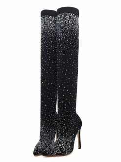 Women's Rhinestone Stiletto Heel Thigh High Boots -winter shoes Sales 2023 202107121710569409753