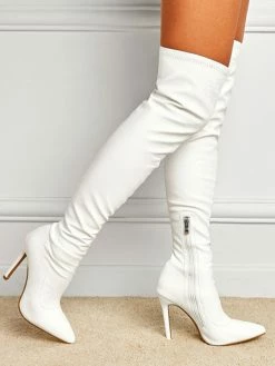 Women Stiletto Heel PU Leather Over The Knee Black Thigh High Boots In -winter shoes Sales 2023 202107271626107054535