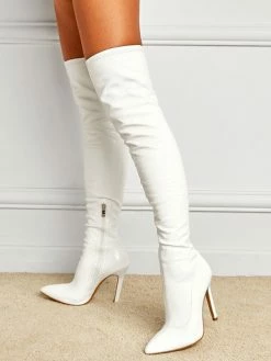 Women Stiletto Heel PU Leather Over The Knee Black Thigh High Boots In -winter shoes Sales 2023 202107271626116931004