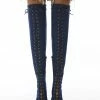 Women's Lace Up Peep Toe Thigh High Heel Boots