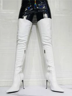 Women's White Thigh High Heel Boots -winter shoes Sales 2023 202107281905414338543