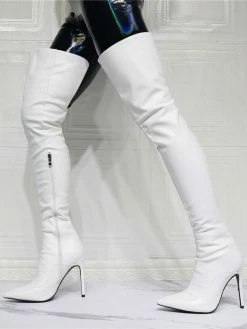 Women's White Thigh High Heel Boots -winter shoes Sales 2023 202107281905419562036
